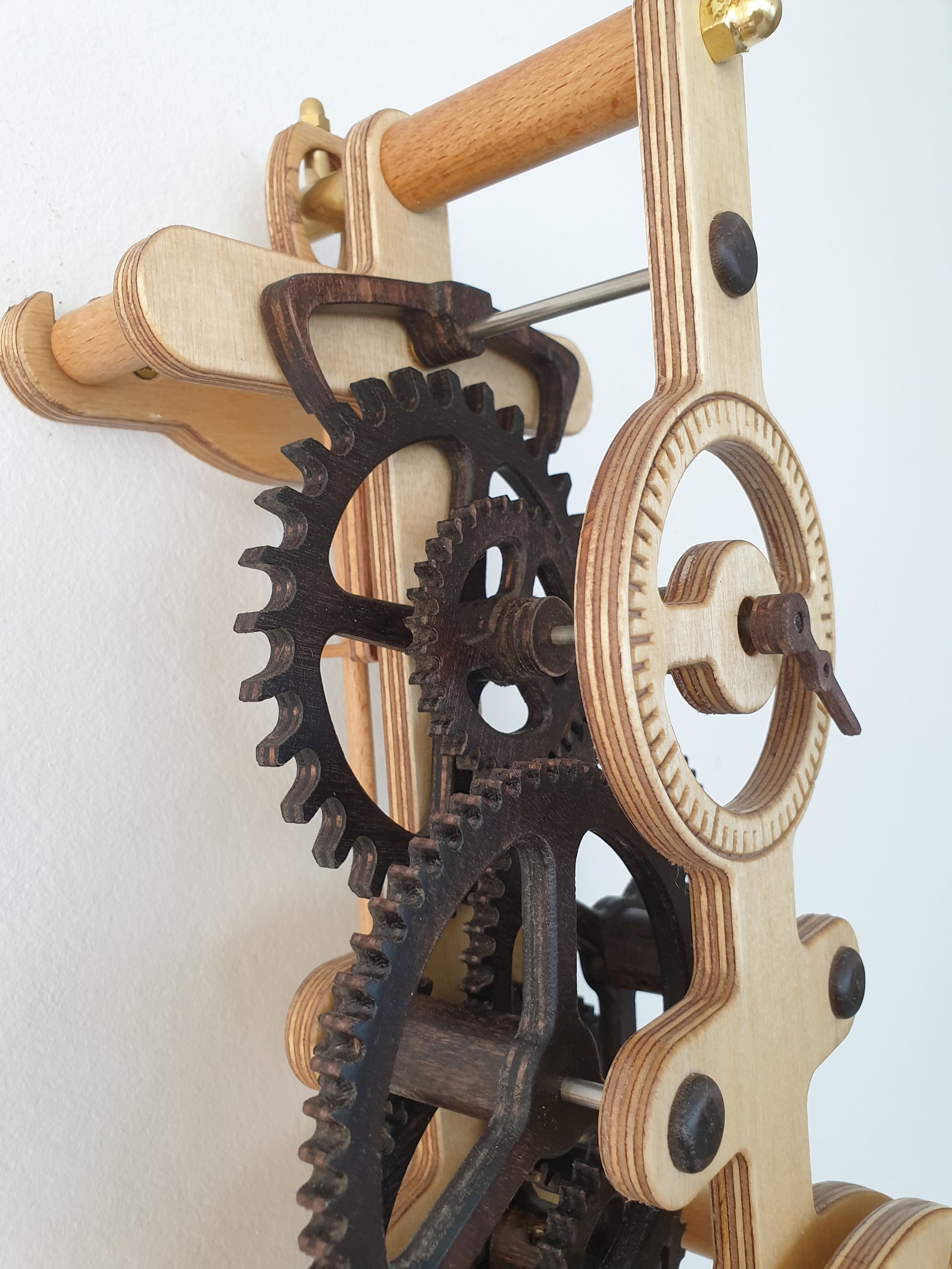 Vintage Stone Weighted Clock Wood Gear - iumv9ps