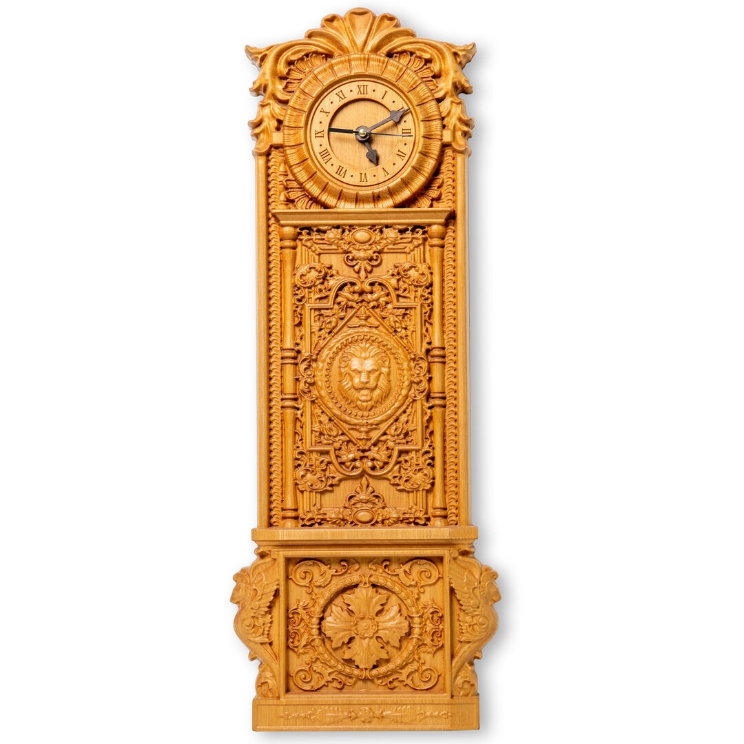 Carved Wooden Wall Clock / Wall Decor / Home Interior Living Room