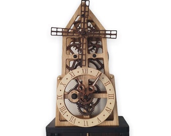 Horloge murale en bois Moulin à vent | Horloge à pendule Steampunk | Horloge à engrenages en bois | | cadeaux Steampunk Cadeau unique