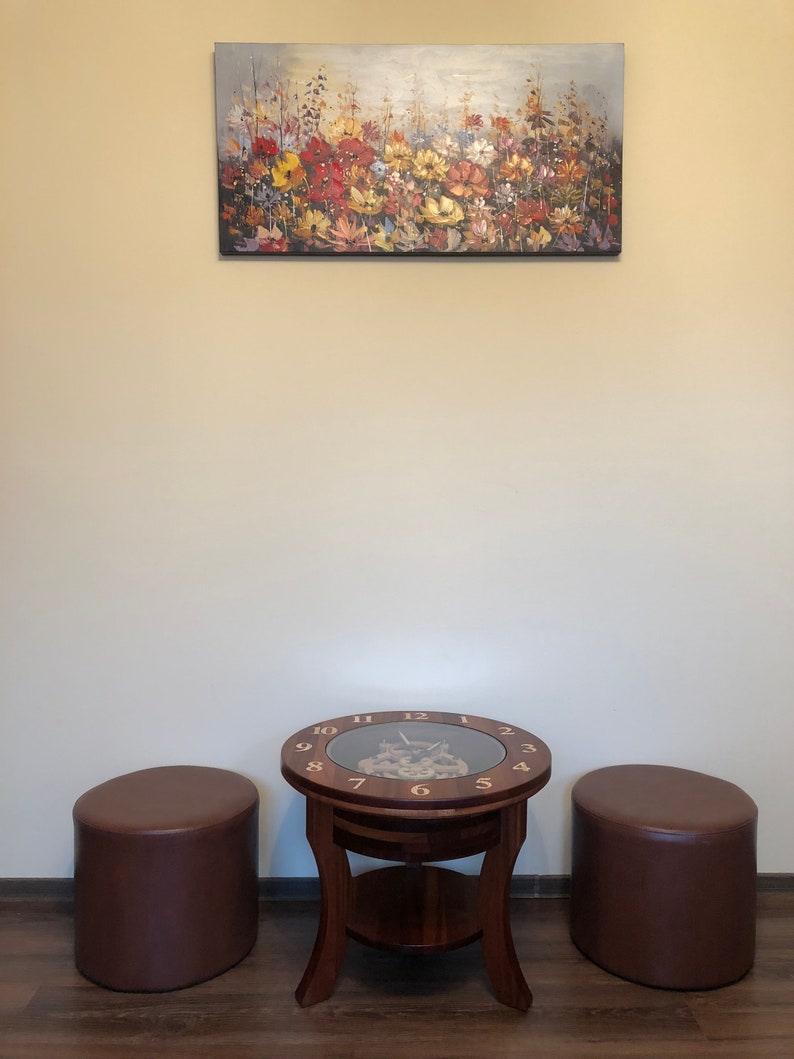Coffee Table With Wooden Gears Clock Mahogany Table Steampunk Coffee