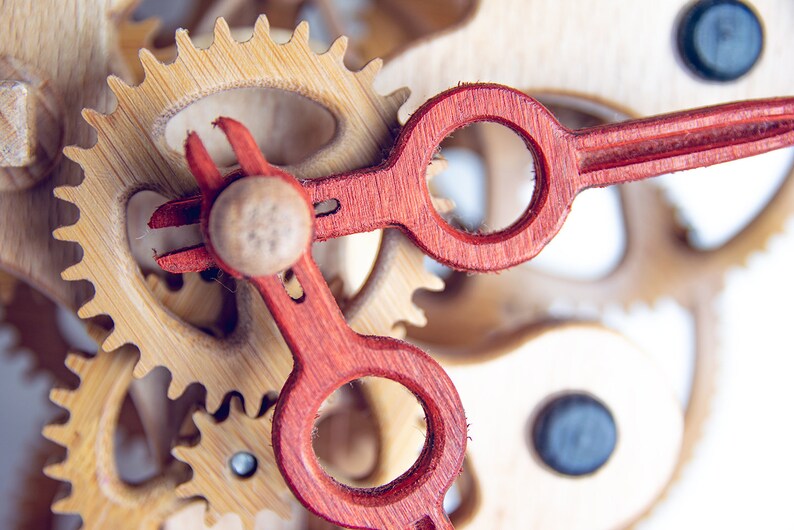 Wooden Wall Clock Lily Steampunk Pendulum Clock Wooden Gears Clock