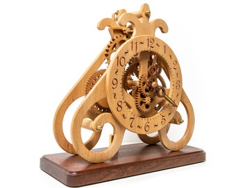 Tischuhr aus Holz | Steampunk Pendeluhr | Holz Zahnräder Uhr | Geschenk für Ehemann