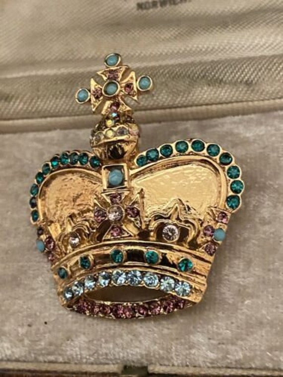 BUTLER＆WILSON ブローチ Vintage Butler & Wilson Crown Brooch, Turquoise, Green