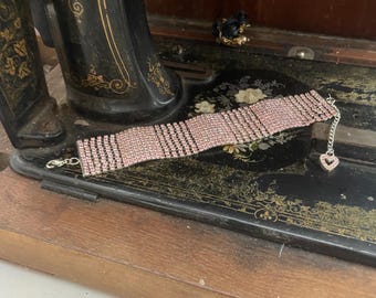 Pink Crystal  wide Bracelet Made with hundreds of  Swarovski crystals