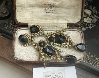 Boucles D'Oreilles Anciennes Pendantes - Forme Abeille Avec Cristal Améthyste - Occasion