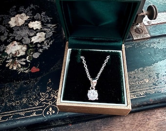 Man-made solitaire  Diamond Pendant on, 925 sterling Silver Chain, 18 inch