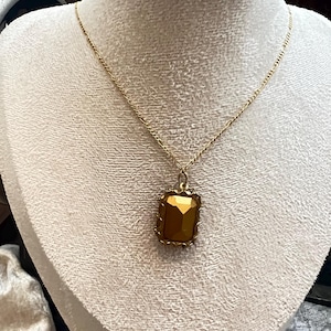 Vintage Ruby Red Rectangle Crystal Pendant, Copper Setting Featuring a ...