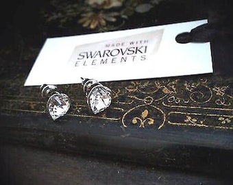 Small Crystal Heart Stud Earrings Made with Swarovski Elements