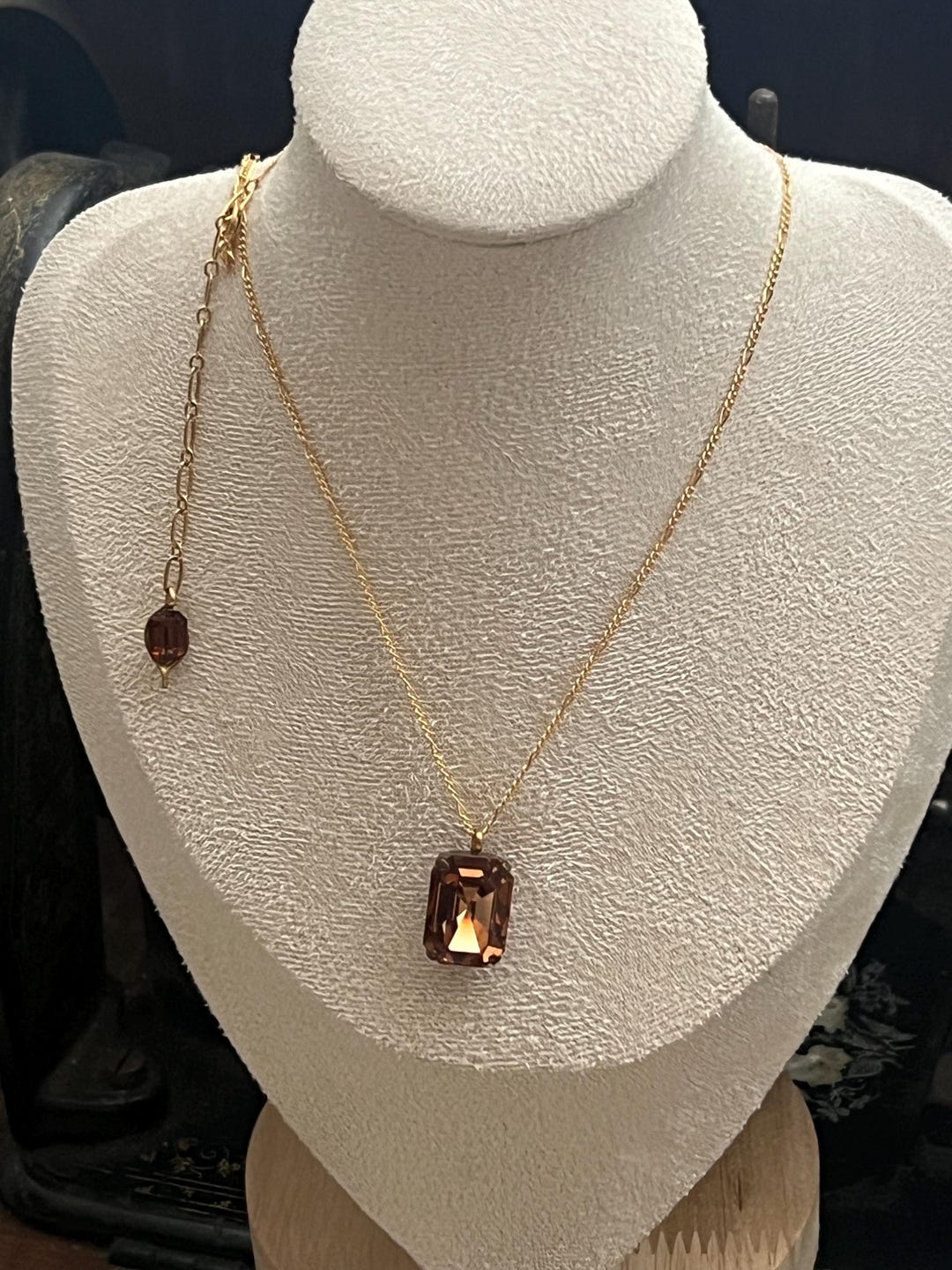 Copper Topaz Vintage Bronze Topaz Rectangle Crystal Pendant, Copper Setting ...