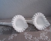 Vintage Fenton Hobnail Epergne White Milk Glass Flower Piece - 2