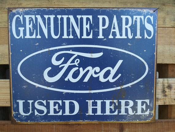Vintage Replica Tin Metal Sign Ford Genuine Parts V8 shop home man cave decor