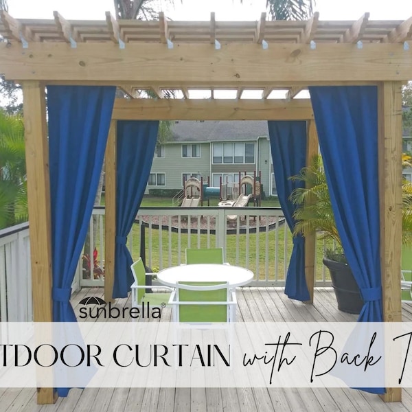 Custom Sunbrella Curtain Panel with Back Tabs - Custom Length Drapery - Indoor / Patio / Outdoor Curtains - Outdoor Drapes - Hidden Tabs