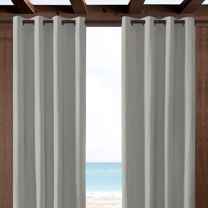 Sunbrella Granite Outdoor Curtains with Grommets - Extra Long Panels for Indoor & Patio Decor