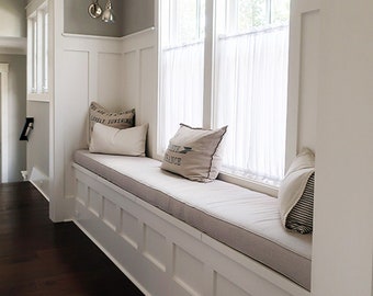 Stripe Custom Sunbrella Window Seat Bench Cushion Box Style Under