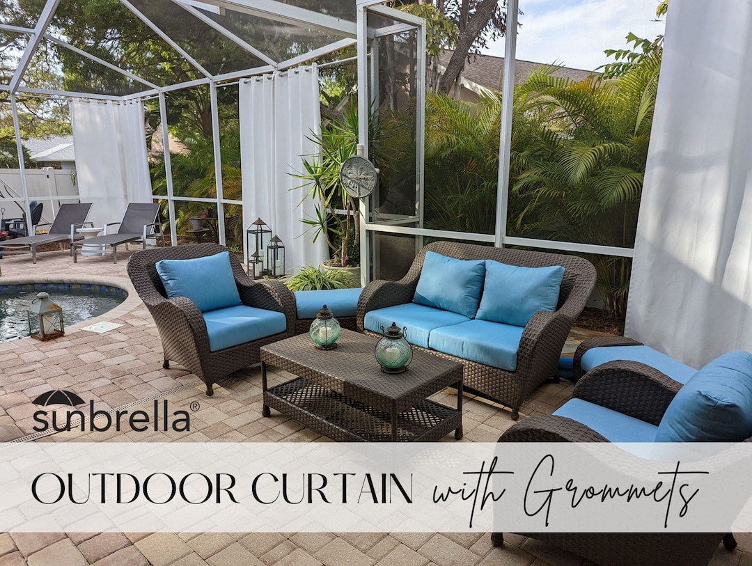 Custom Sunbrella Curtain Panel With Grommets Custom Length Drapery Indoor Patio Outdoor Curtains Wide Width Grommeted Drapes Etsy UK