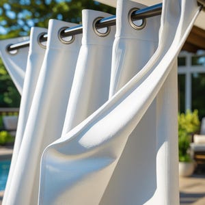 Custom Sunbrella Canvas White Outdoor Curtain Panel with Grommets – Extra Long Indoor/Outdoor Drapes for Patio, Porch, or Home