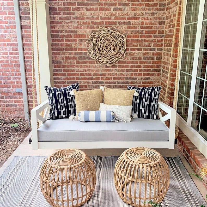 Ballard Sunday Porch Swing Replacement Cushions - Ballard Designs Sunday Daybed Swing - Sunbrella Cushion Set - Custom Cushions imagem 7