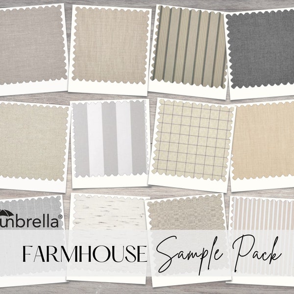 Sunbrella Sample Pack - Farmhouse Theme - Fabric Samples - Sunbrella Fabric Collections - Indoor / Outdoor Upholstery - Fabric Swatches