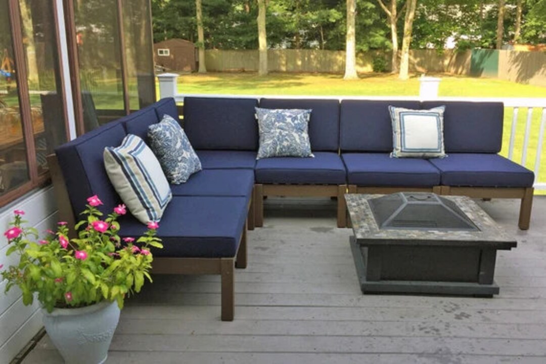 Outdoor sectional blue cushions new arrivals
