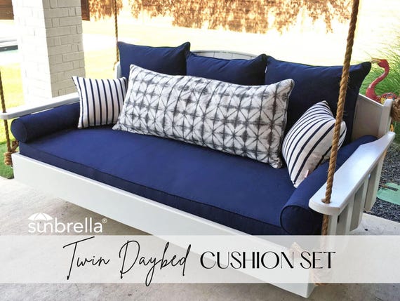 Sunbrella Outdoor Porch Swing Complete Cushion Set - Bolsters / Back Pillows - Twin Size Bundle / Set - Bed Swing / Porch Swing
