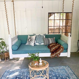 Sunbrella Outdoor Porch Swing Complete Cushion Set - Bolsters / Back Pillows - Twin Size Bundle / Set - Bed Swing / Porch Swing Bild 3