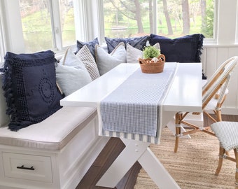 Sunbrella Fabric Breakfast Nook Cushions - Dining Table / Window Seat / Bench - L-Shaped Indoor / Outdoor Fabric - 5' Wide / 4" Thick