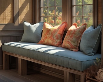 Custom Sunbrella Bench Cushion Cover: Indoor Bench, Window Seat, Mudroom