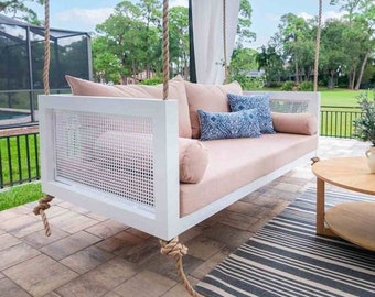 The Debbie Porch Swing Bed - Crib Size - Aluminum Swing Bed - Sustainable Swing Bed - Porch Swing Bed - Porch Day Bed - Free Sunbrella Throw