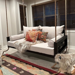Maggie Twin Size Hanging Porch Swing Bed - Lightweight Metal Frame - Sustainable Aluminum Daybed