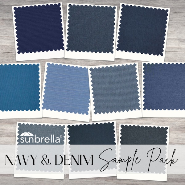 Sunbrella Sample Pack - Navy / Denim - Fabric Samples - Sunbrella Fabric Collections - Indoor / Outdoor Upholstery - Fabric Swatches