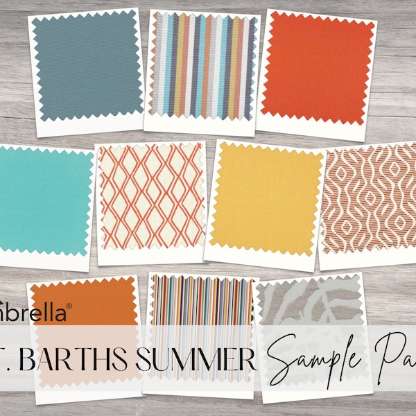 Sunbrella Sample Pack - St. Barths Summer - Fabric Samples - Sunbrella Fabric Collections - Indoor / Outdoor Upholstery - Fabric Swatches