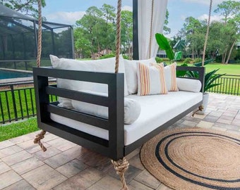 The Shirley Porch Swing Bed - Crib Size - Aluminum Swing Bed - Sustainable Swing Bed - Porch Swing Bed -Porch Day Bed - Free Sunbrella Throw