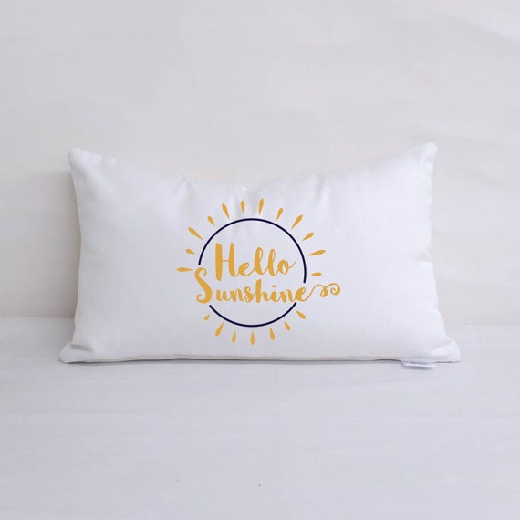 Hello Sunshine Pillow Sunbrella Monogrammed Sun 20 X Etsy