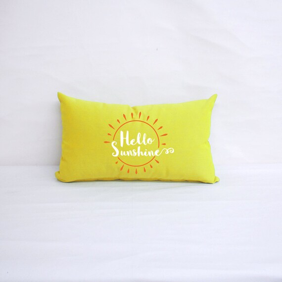 Hello Sunshine Pillow Sunbrella Monogrammed Sun 20 X Etsy