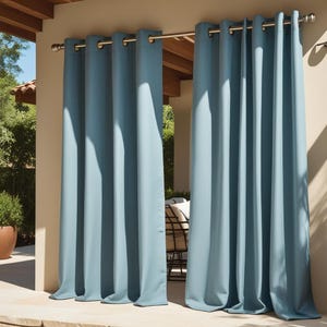 Sunbrella Cast Ocean Outdoor Curtain: UV Fade Resistant Panel with Grommets