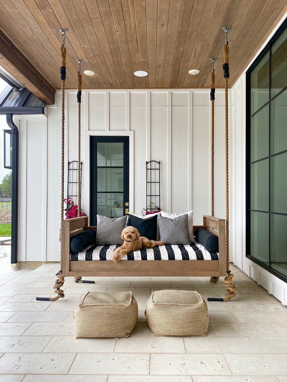 Curated Porch Swing Bed Cushion Bundle Triple C Farmhouse Set Sunbrella Cushion Set Custom Porch Swing Bed Cushions Black and White Etsy Canada
