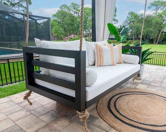 The Shirley Porch Swing Bed - Twin Size - Aluminum Swing Bed - Sustainable Swing Bed - Porch Swing Bed - Porch Day Bed -Free Sunbrella Throw