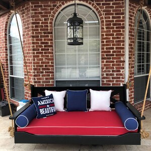 Sunbrella Outdoor Porch Swing Complete Cushion Set - Bolsters / Back Pillows - Twin Size Bundle / Set - Bed Swing / Porch Swing Bild 5