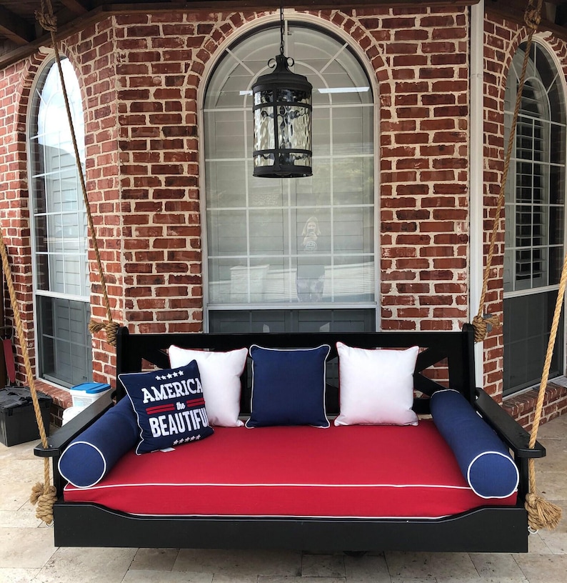 Sunbrella Outdoor Porch Swing Complete Cushion Set - Bolsters / Back Pillows - Twin Size Bundle / Set - Bed Swing / Porch Swing Bild 5
