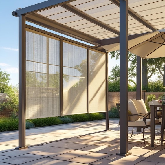 custom screening for patio umbrella Custom Shade Panel -textilene 80 Fabric -pergola Shade / Privacy Screen /  Awning - Mesh Sun Filter - Patio Cover / Umbrella - Sun Shade