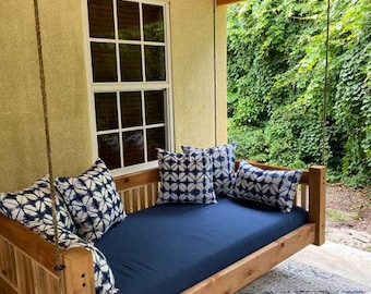 Sunbrella Spectrum Indigo Twin Porch Swing Cushion Set: Outdoor Daybed Bolsters