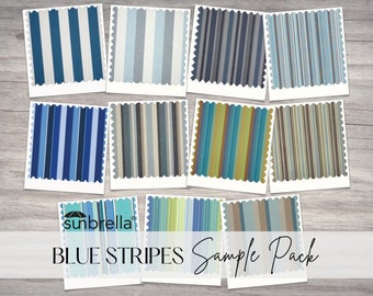 Sunbrella Sample Pack - Blue Stripes - Fabric Samples - Sunbrella Fabric Collections - Indoor / Outdoor Upholstery - Fabric Swatches