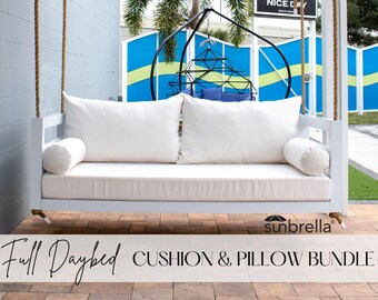 Sunbrella Porch Swing Cushion Set: Full Size with Bolsters & Back Pillows