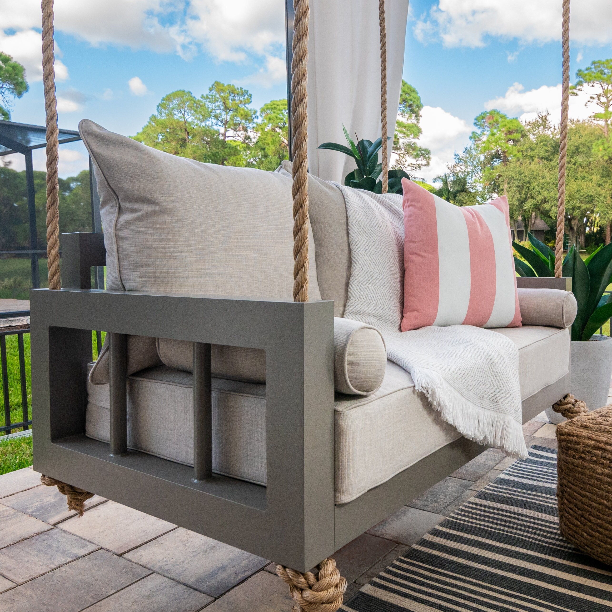 The Connie Twin Size Porch Swing Bed Aluminum Sustainable and Includes Free Sunbrella Throw Etsy