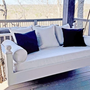 Sunbrella Outdoor Porch Swing Complete Cushion Set - Bolsters / Back Pillows - Twin Size Bundle / Set - Bed Swing / Porch Swing Bild 2
