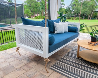 The Debbie Porch Swing Bed - Twin Size - Aluminum Swing Bed - Sustainable Swing Bed - Porch Swing Bed - Porch Day Bed - Free Sunbrella Throw