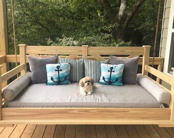 Sunbrella Canvas Granite Porch Swing Cushion Set: Twin Size Outdoor Daybed
