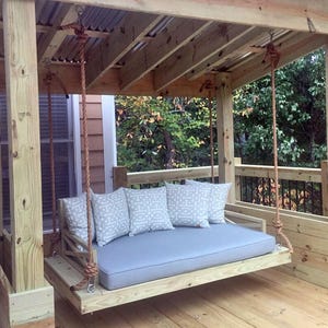 Sunbrella Outdoor Porch Swing Complete Cushion Set - Bolsters / Back Pillows - Twin Size Bundle / Set - Bed Swing / Porch Swing Bild 7
