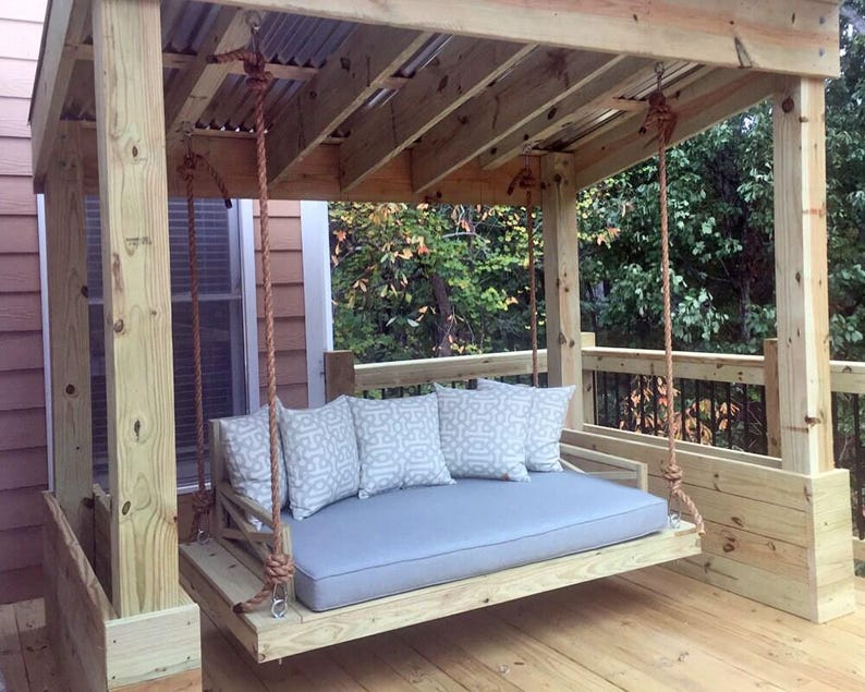 Sunbrella Outdoor Porch Swing Complete Cushion Set - Bolsters / Back Pillows - Twin Size Bundle / Set - Bed Swing / Porch Swing Bild 7