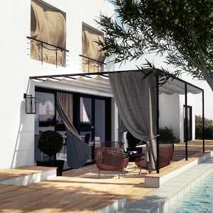Sunbrella Cast Silver 40433-0000 Outdoor Curtain with Grommets - Indoor / Patio / Outdoor Curtains / Drapes - Extra Long - Curtain Panel